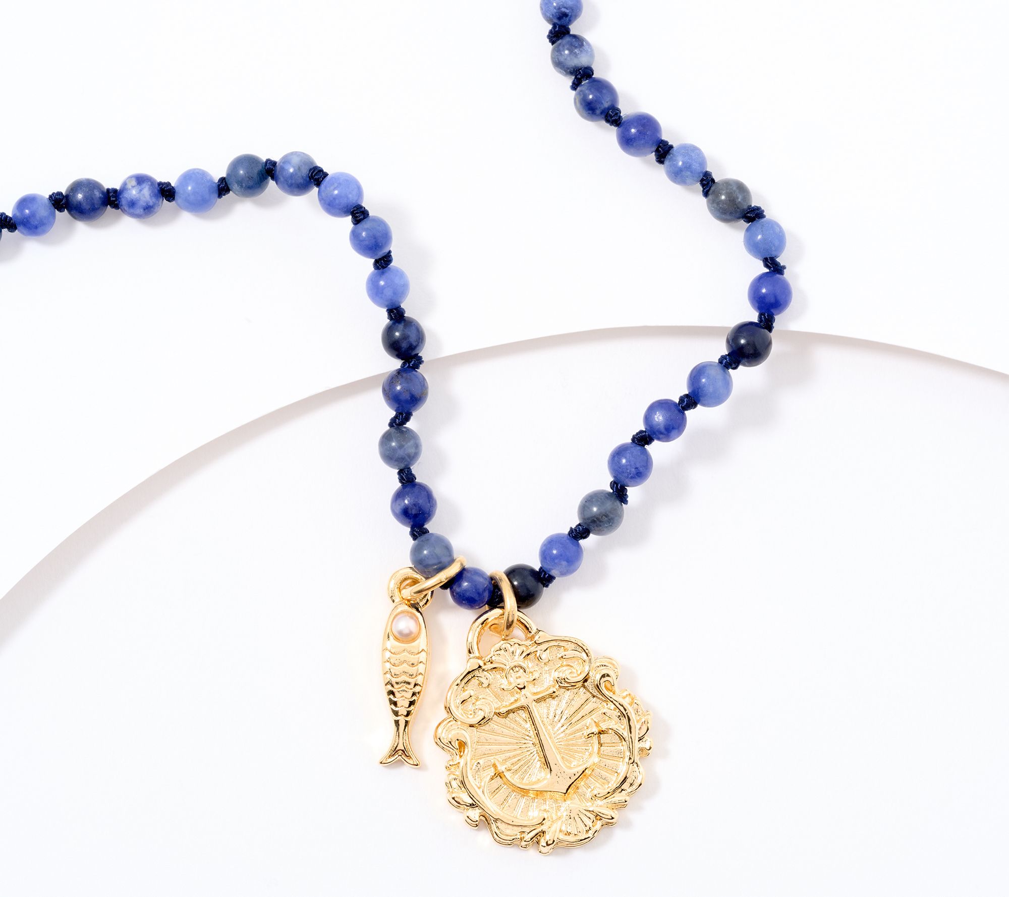 Divinely Guided by Theresa Caputo Sodalite Hand-Knotted Charm Necklace