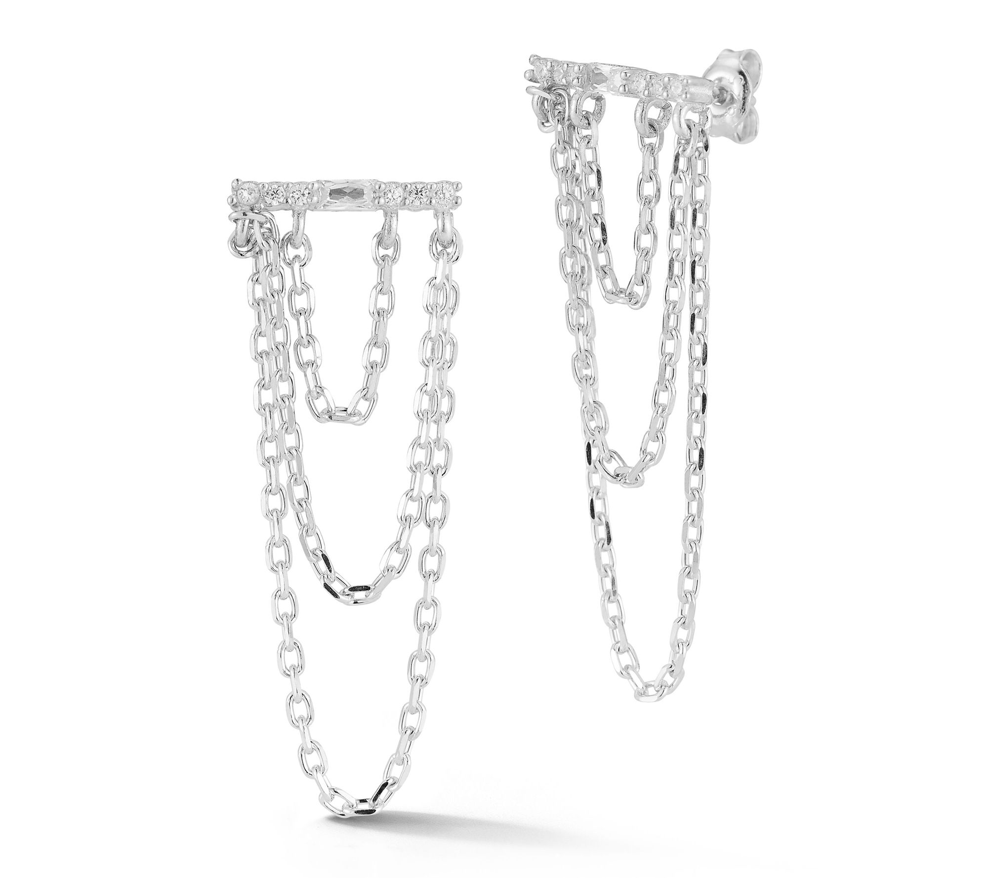 Sterlina Silver Multi-Chain Drop Earrings, Sterling