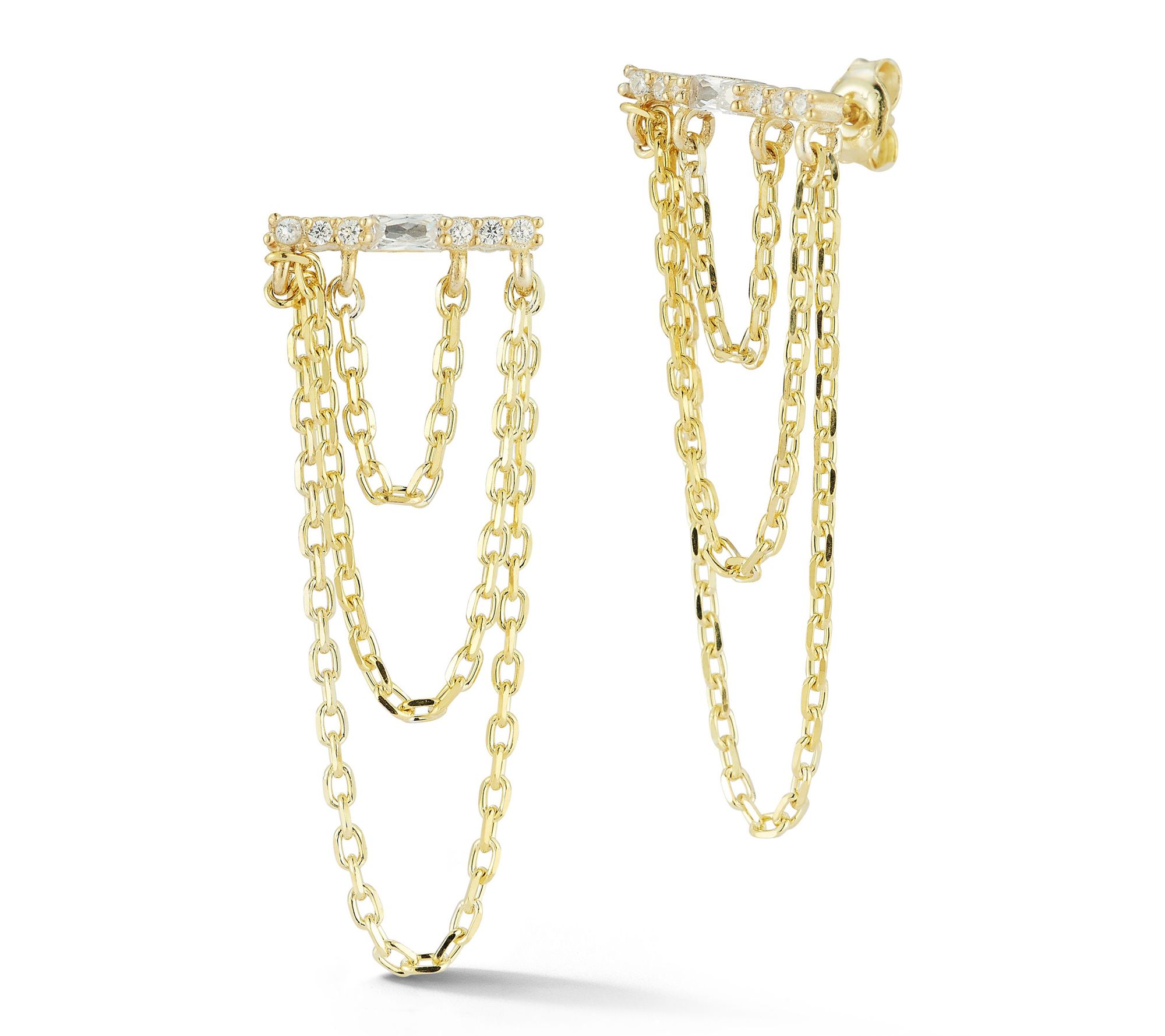 Sterlina Silver Multi-Chain Drop Earrings, Sterling