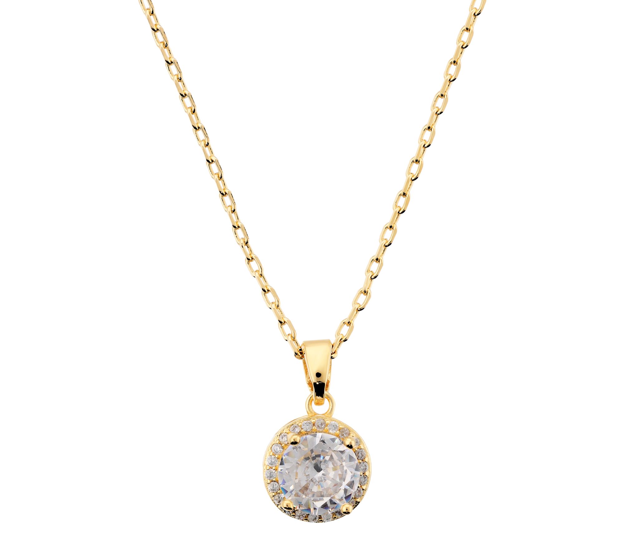 Diamonique x Bronzo Italia Round Pendant w/ Chain