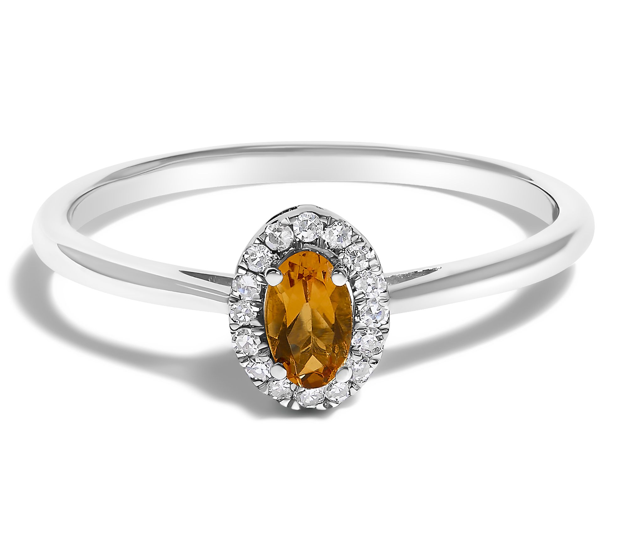 Haus of Brilliance Citrine & Diamond Halo Ring,10K Gold