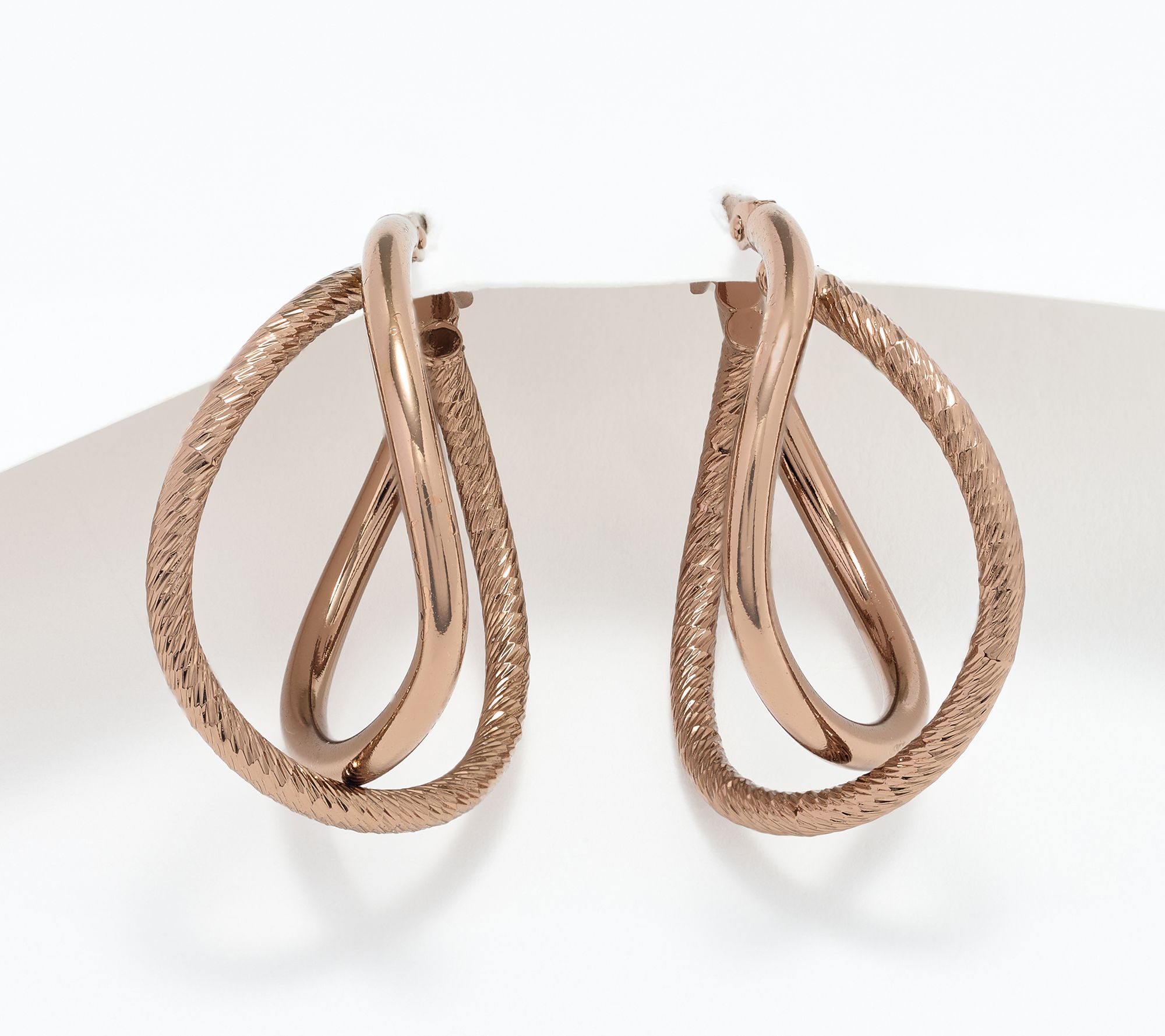 "As Is" David Markstein Bronze Deluxe Double Curved Hoop Earrings