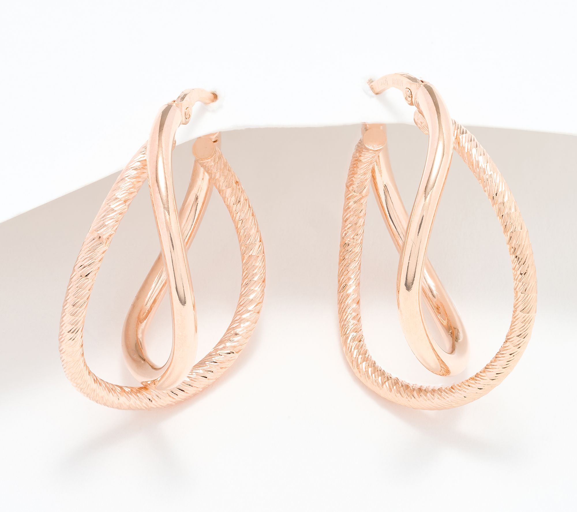 "As Is" David Markstein Bronze Deluxe Double Curved Hoop Earrings