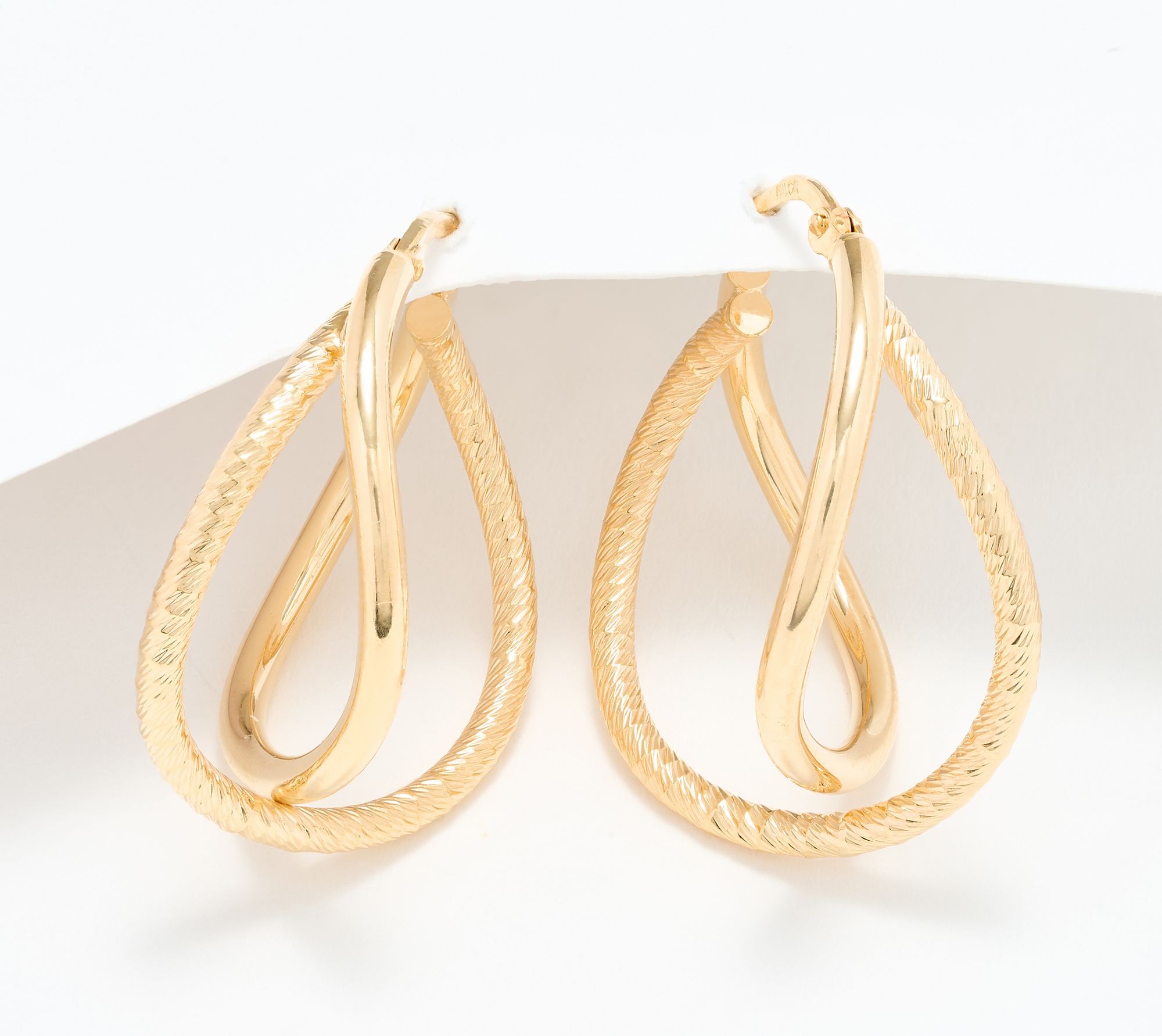 "As Is" David Markstein Bronze Deluxe Double Curved Hoop Earrings