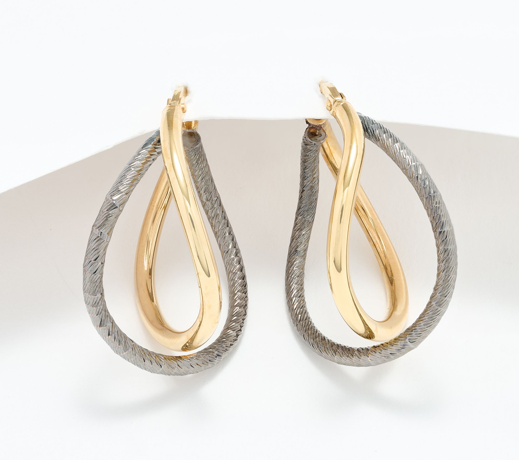"As Is" David Markstein Bronze Deluxe Double Curved Hoop Earrings
