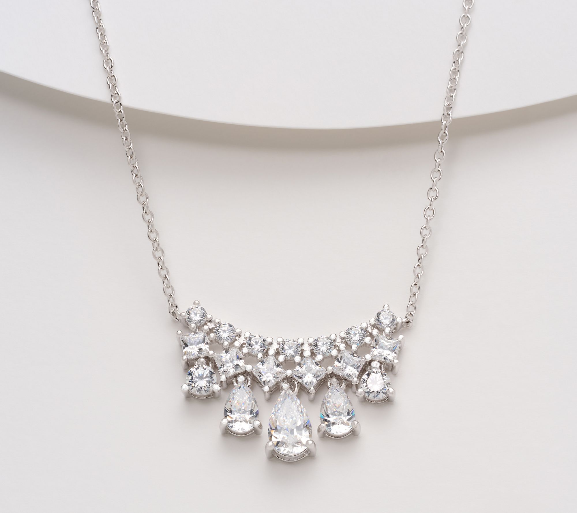 Diamonique x Kathy Levine Pear Drop Royale Necklace Sterling Silver