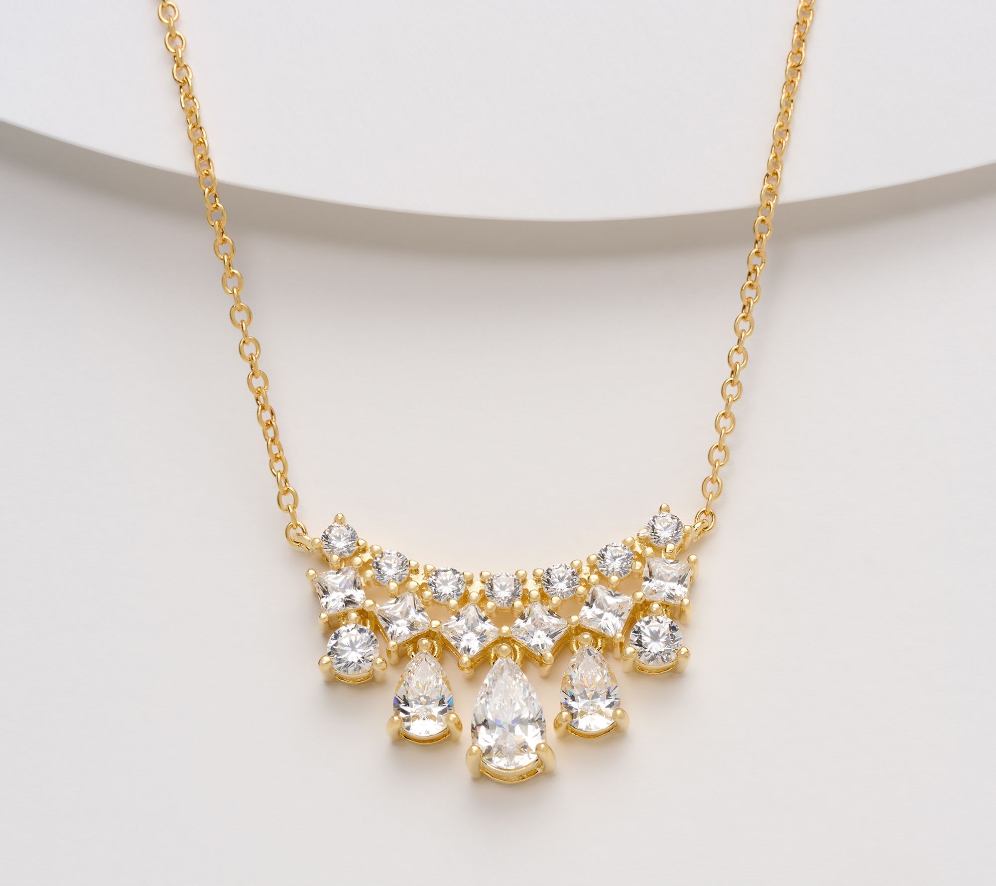 Diamonique x Kathy Levine Pear Drop Royale Necklace Sterling Silver