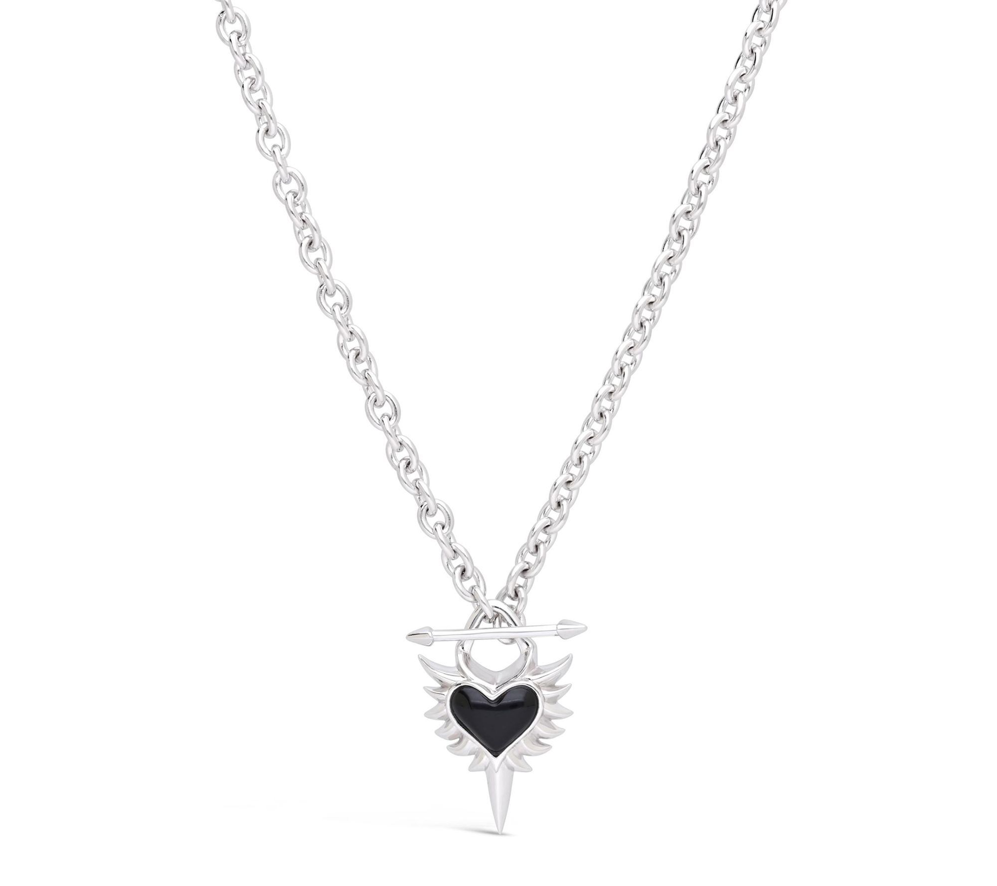 Margo Manhattan Sterling Aybell Onyx Flaming Heart Necklace