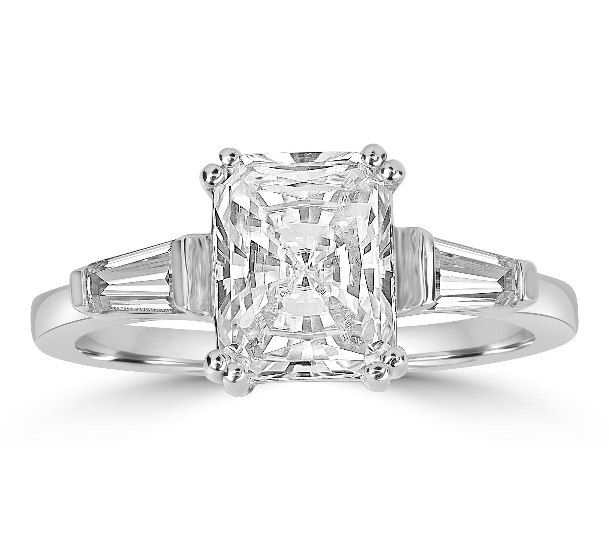 Diamonique x Kathy Levine Emerald & Baguette Ring, Sterling