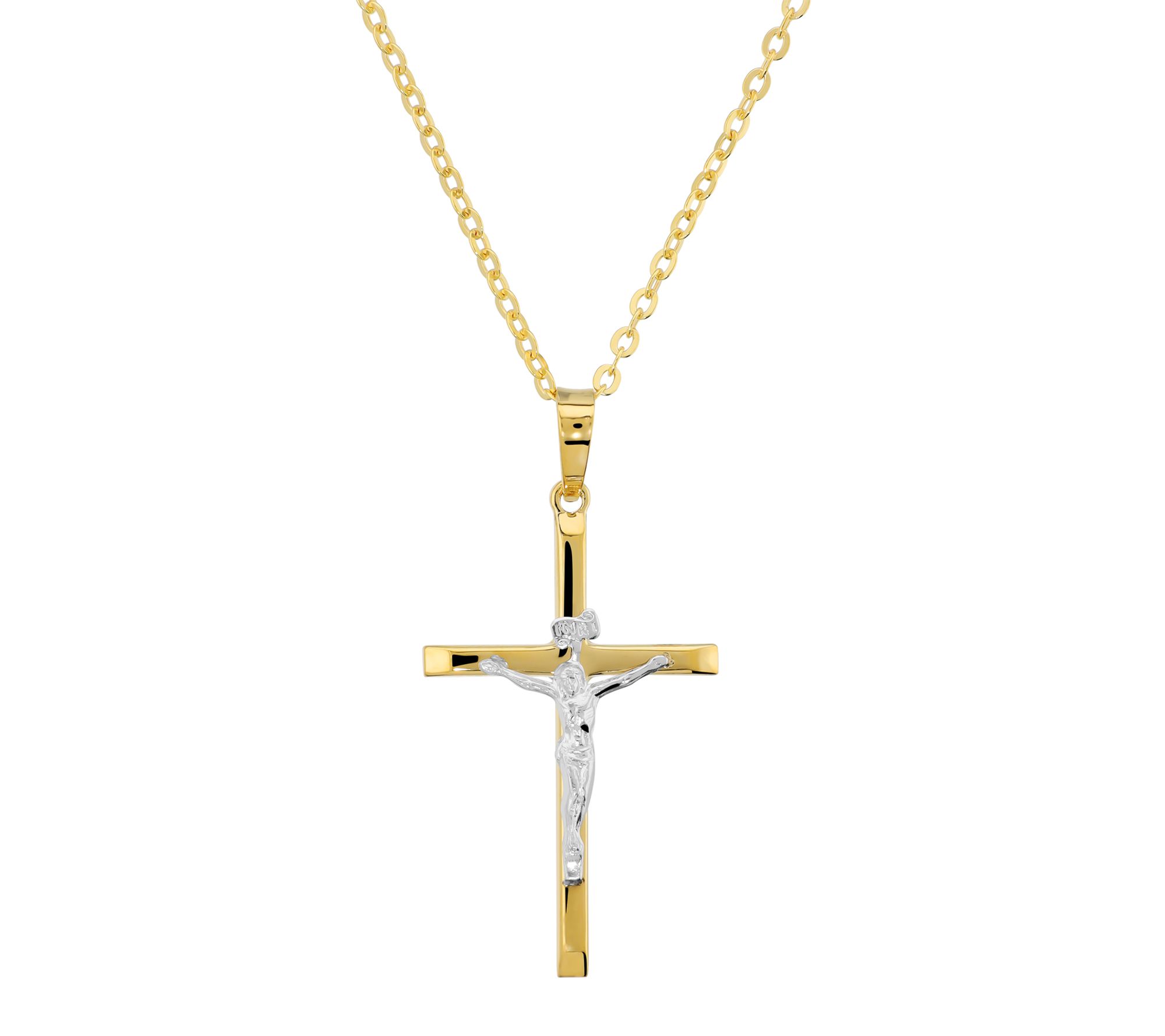 Italian Silver Crucifix Pendant w/ Chain, Sterling