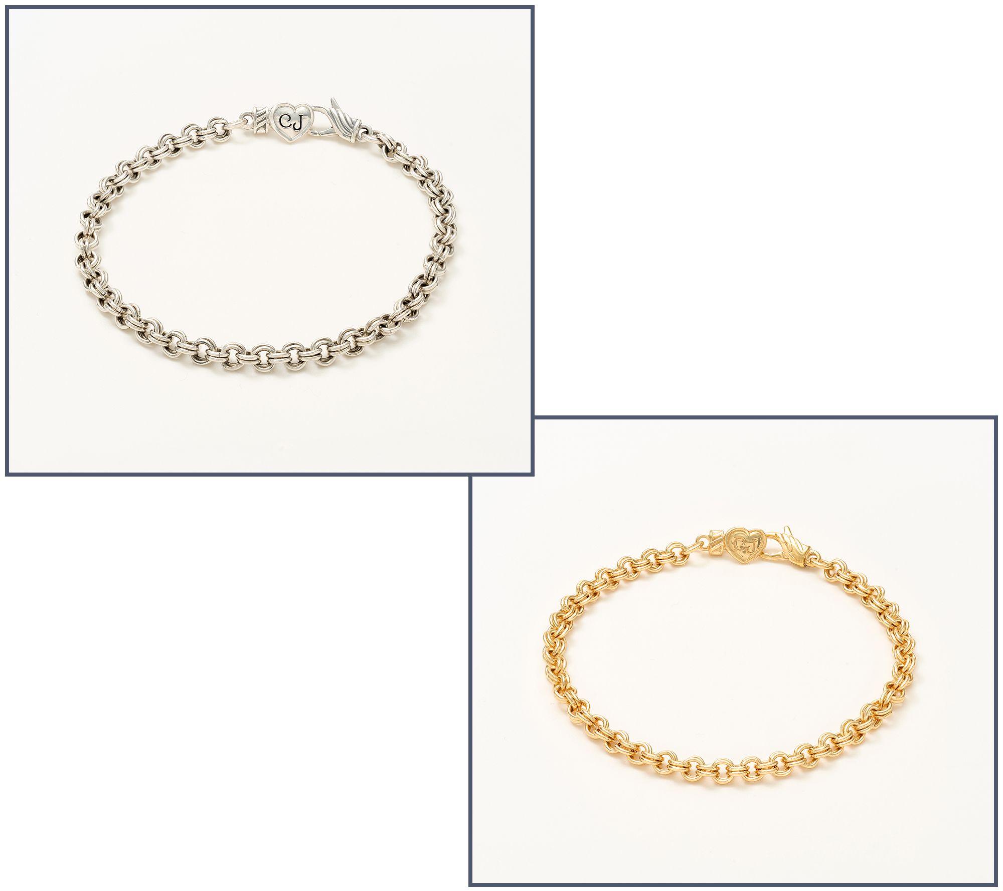 Christian James by Scott Grimes Rolo Link Chain Bracelet Sterl/ 14K Gold Clad