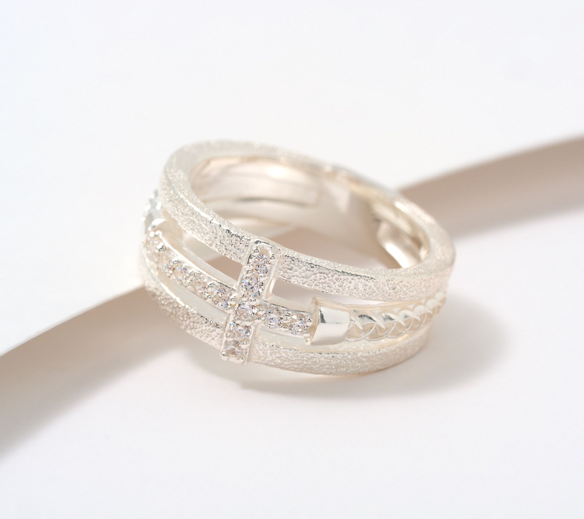 "As Is" JMH Jewellery Sterling Silver Multi-Strand Cross Ring