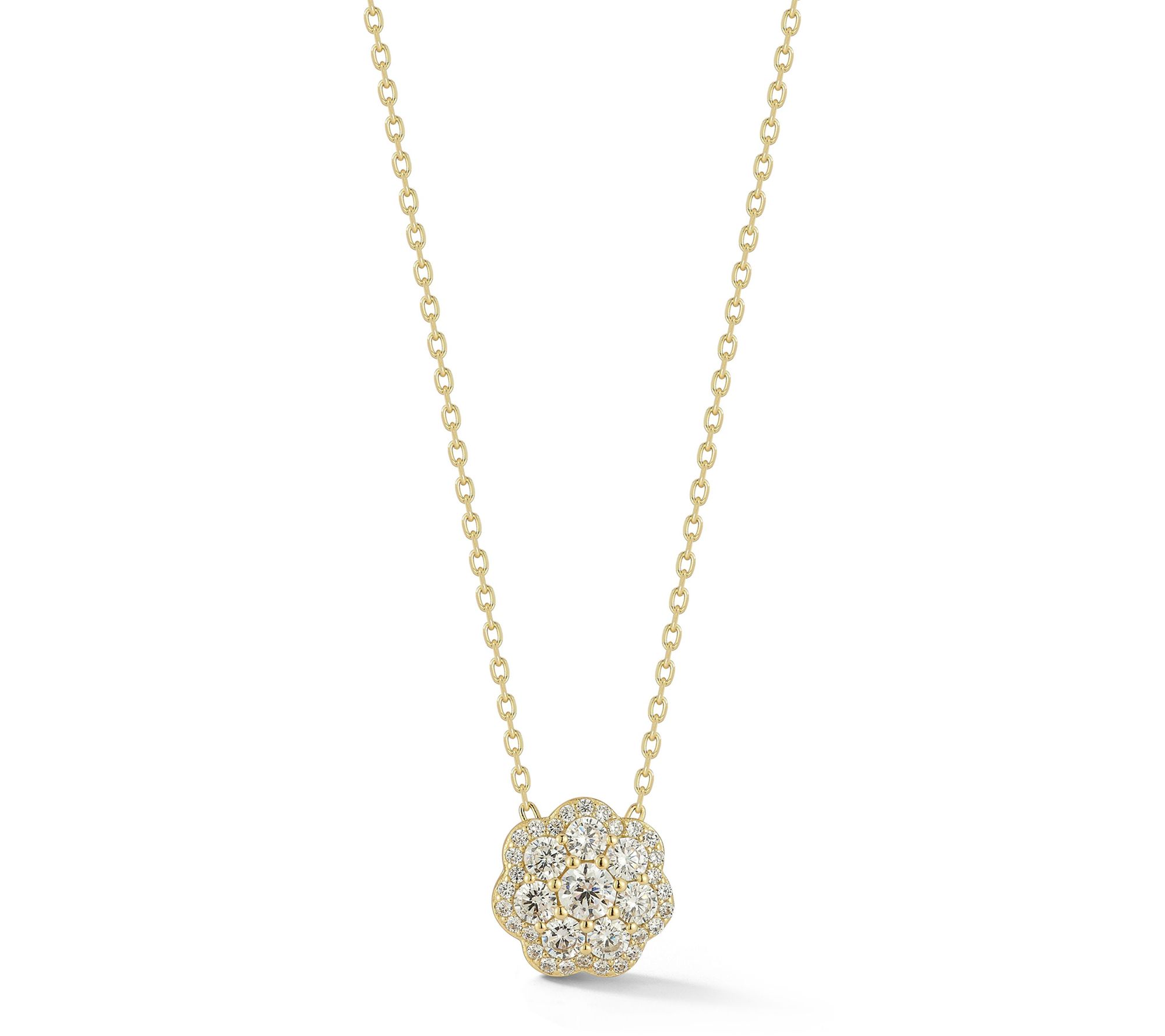 Rachel Zoe Pave Round Flower Pendant w/ Chain,Sterling
