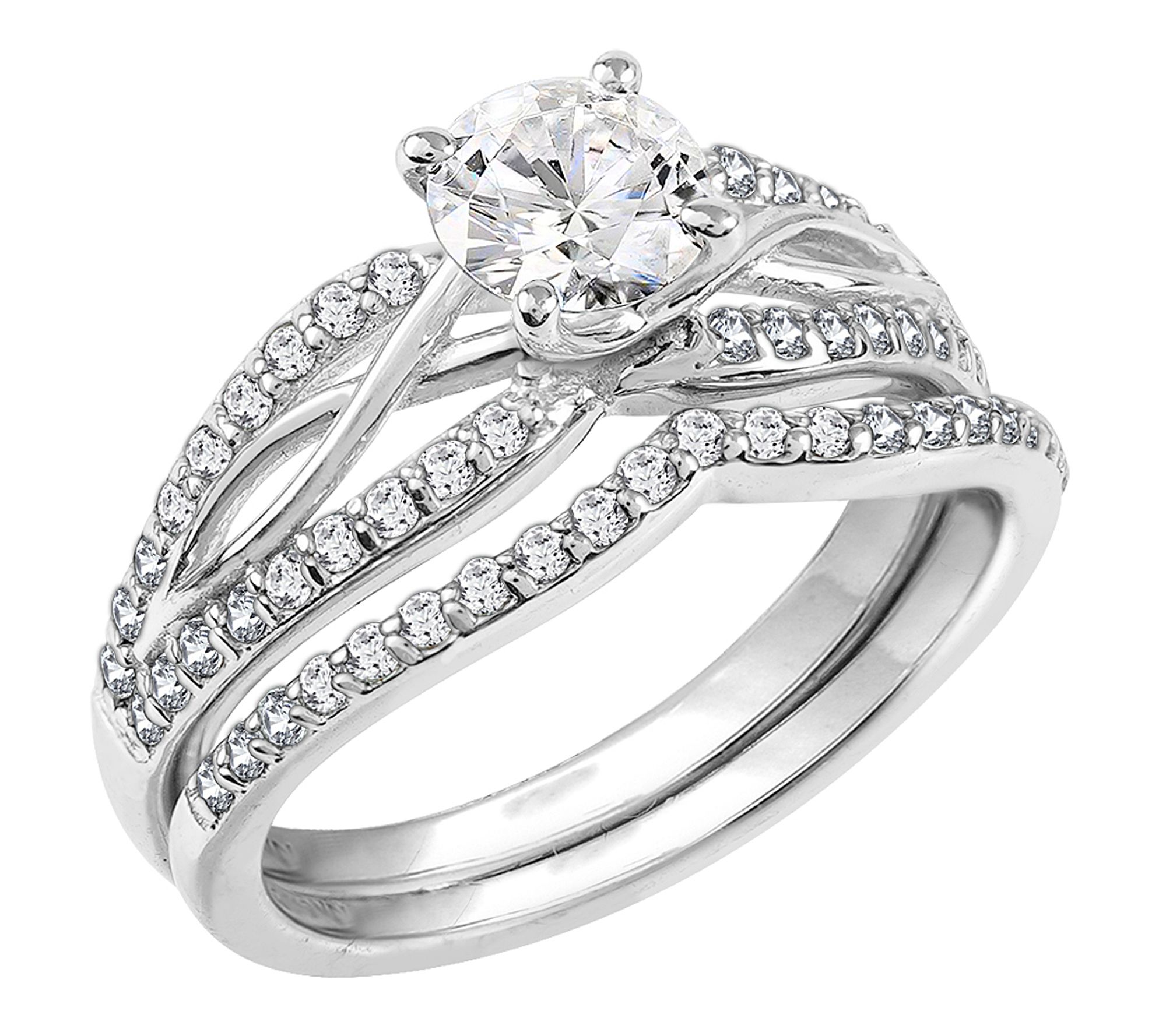 Diamonique Twisted Shank Ring Set, Sterling Silver