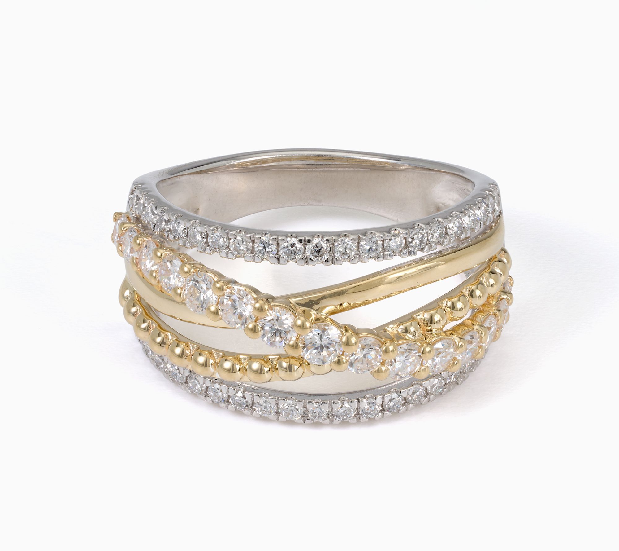 Fire Light Lab Grown Diamonds 1.00 ctw Cross Over Ring, Mixed Metal