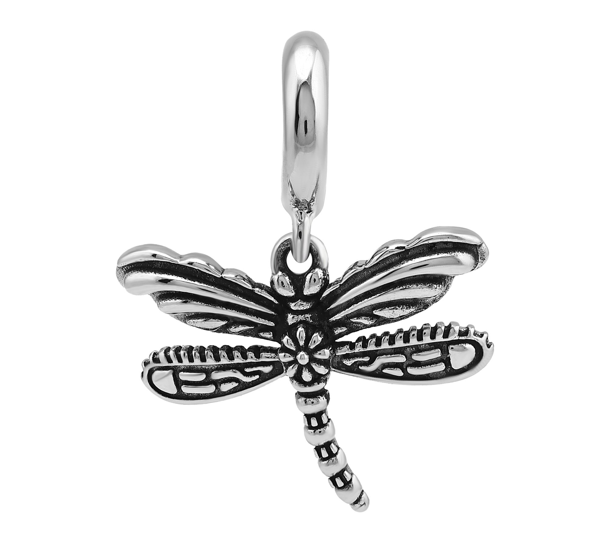 American West Sterling Silver Textured Dragonfly Charm