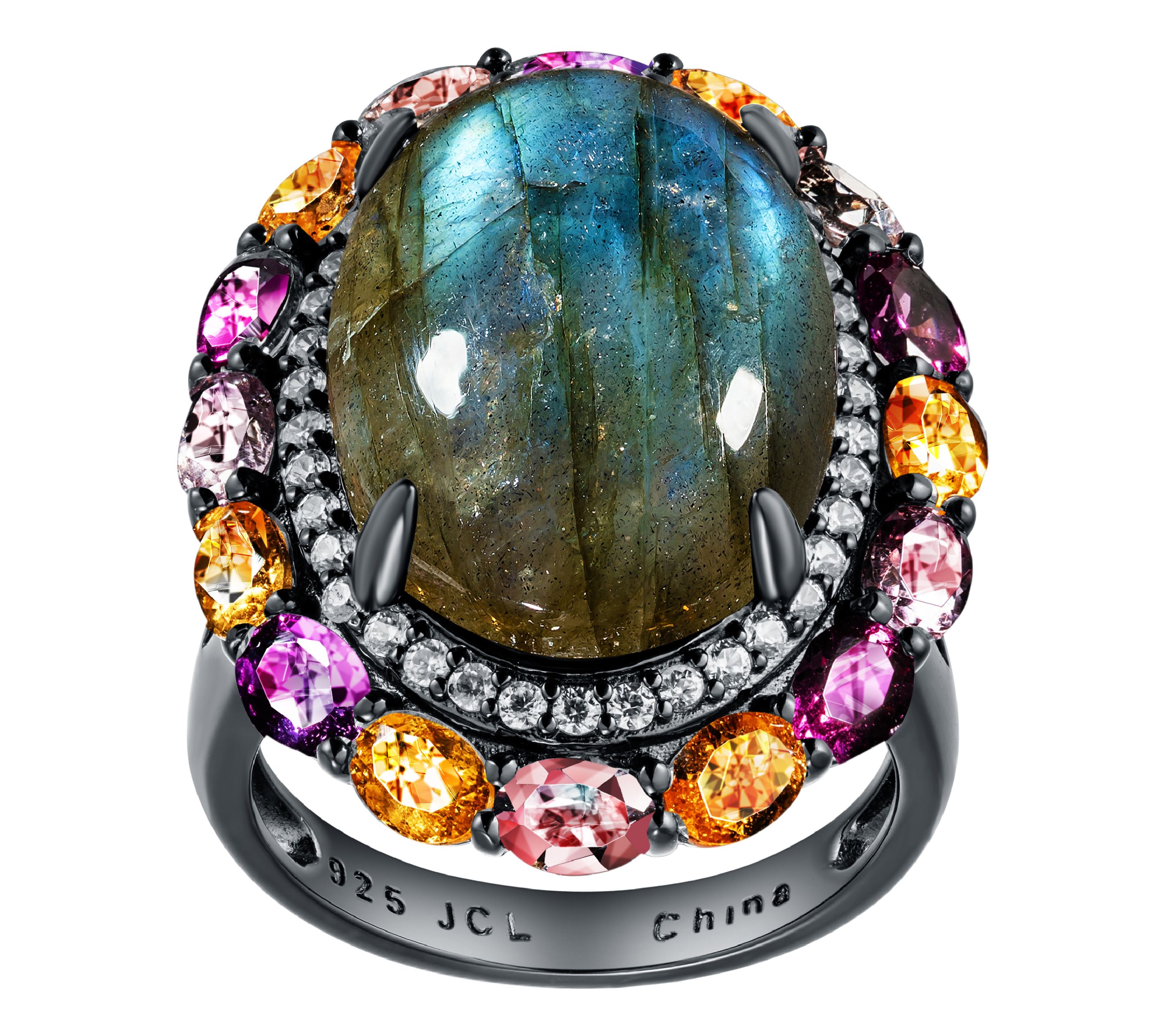 Affinity Gems Multicolor Gemstone Halo Cocktail Ring, Sterling