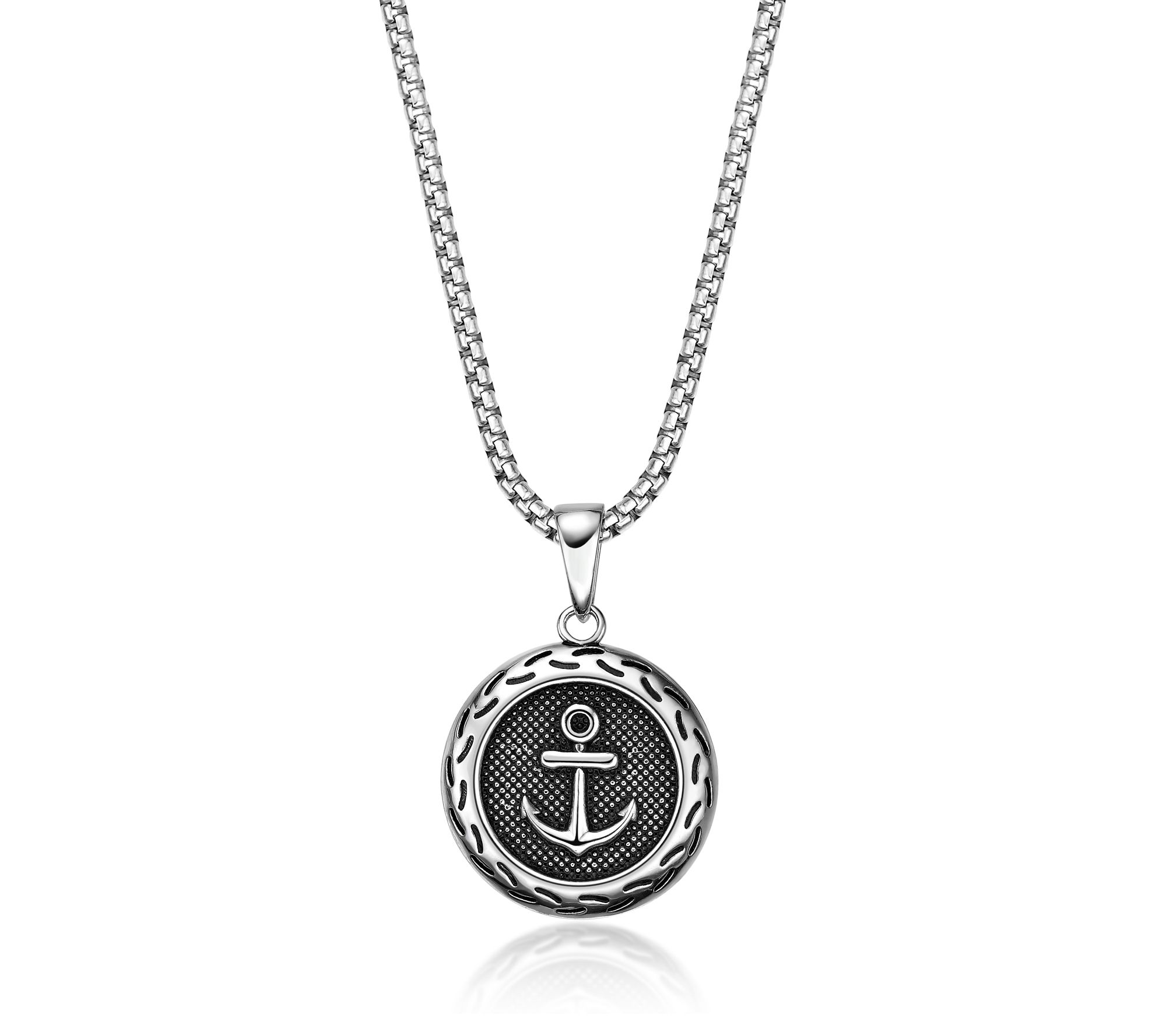 LYNX Men's Sterling Silver Anchor Pendant w/ Box Chain