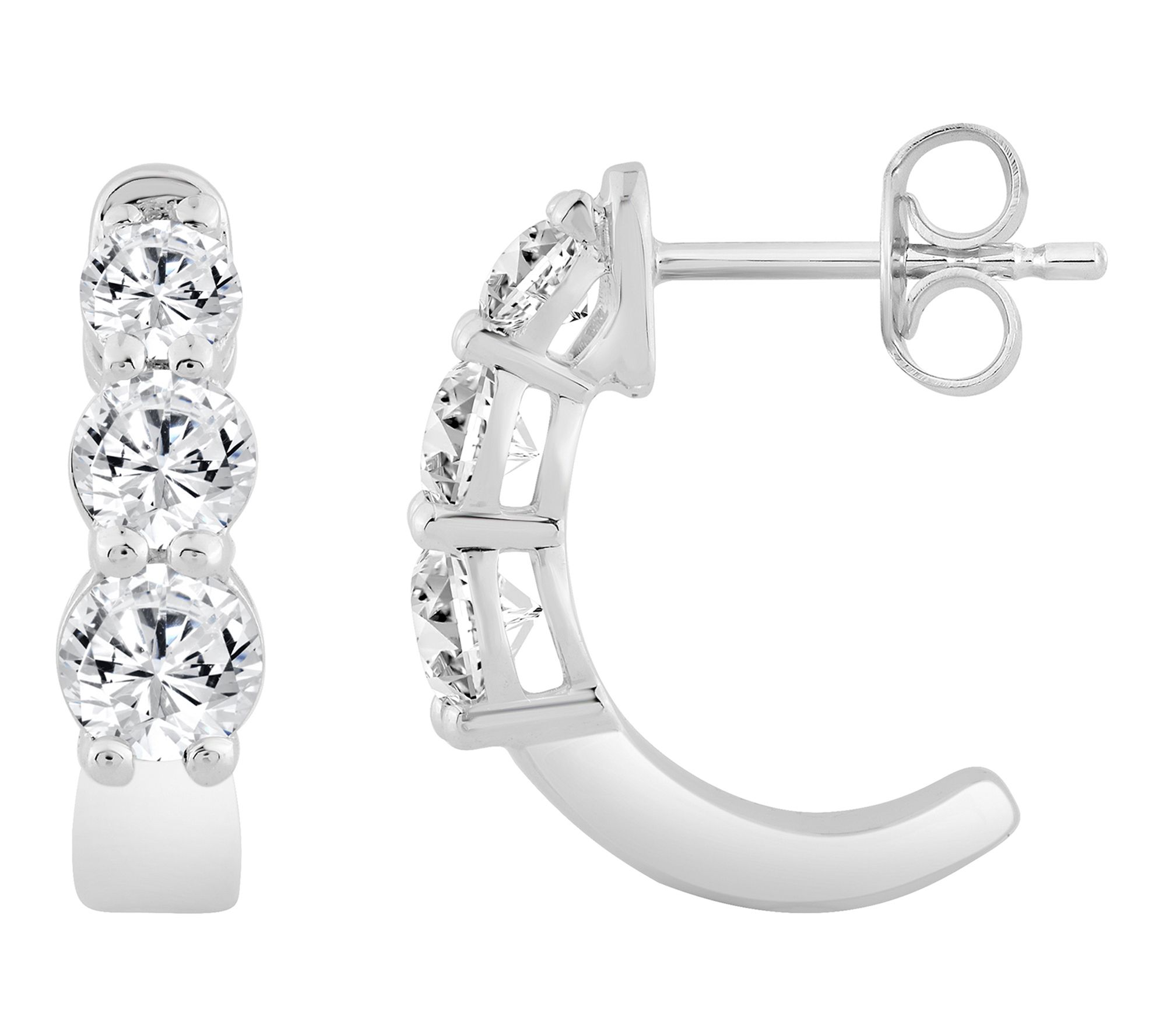 Fire Light 1.00 cttw Lab Grown Diamond Hoop Earrings, Sterling