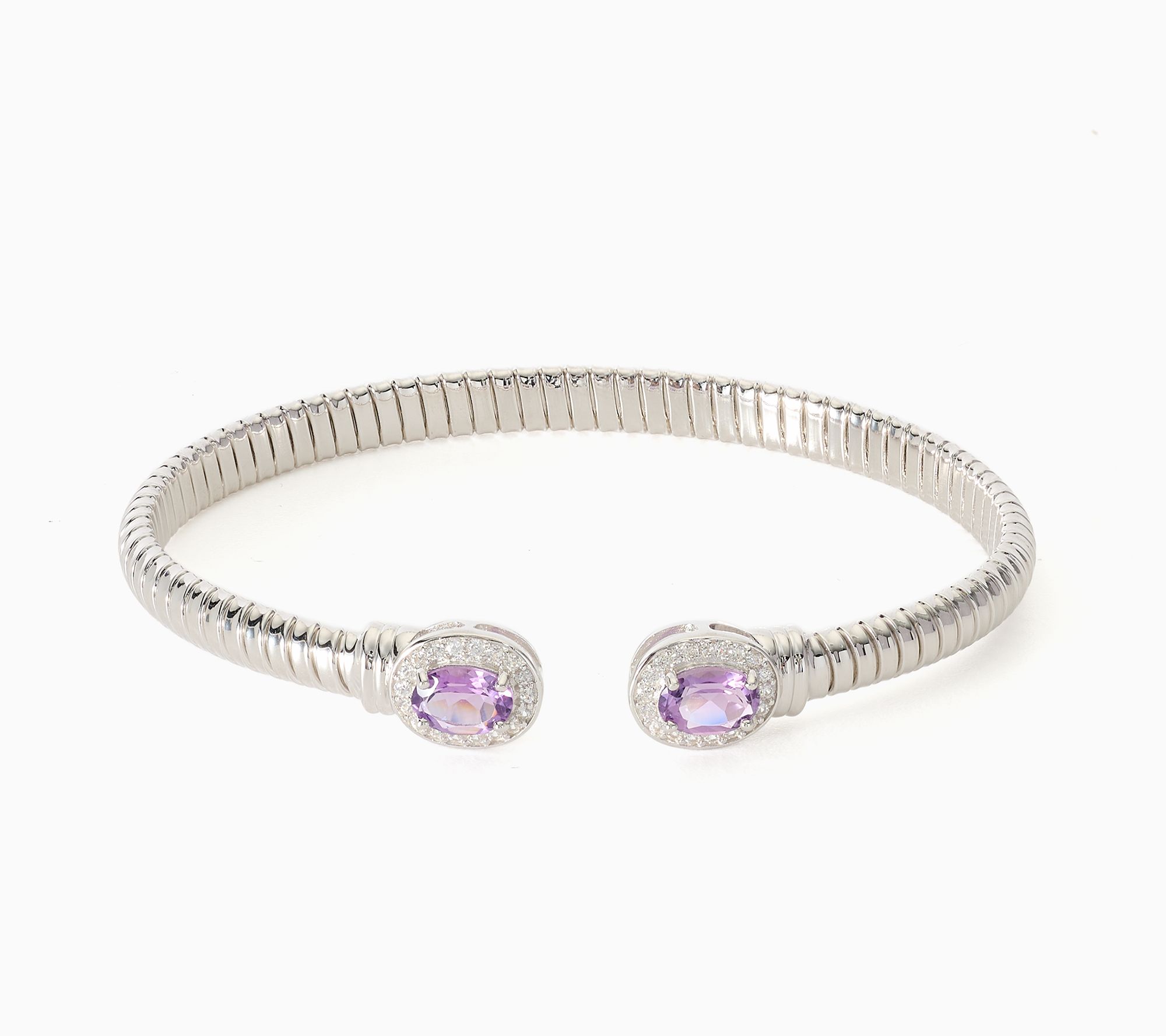 Affinity Gems Oval Amethyst Center with White Zircon Bangle