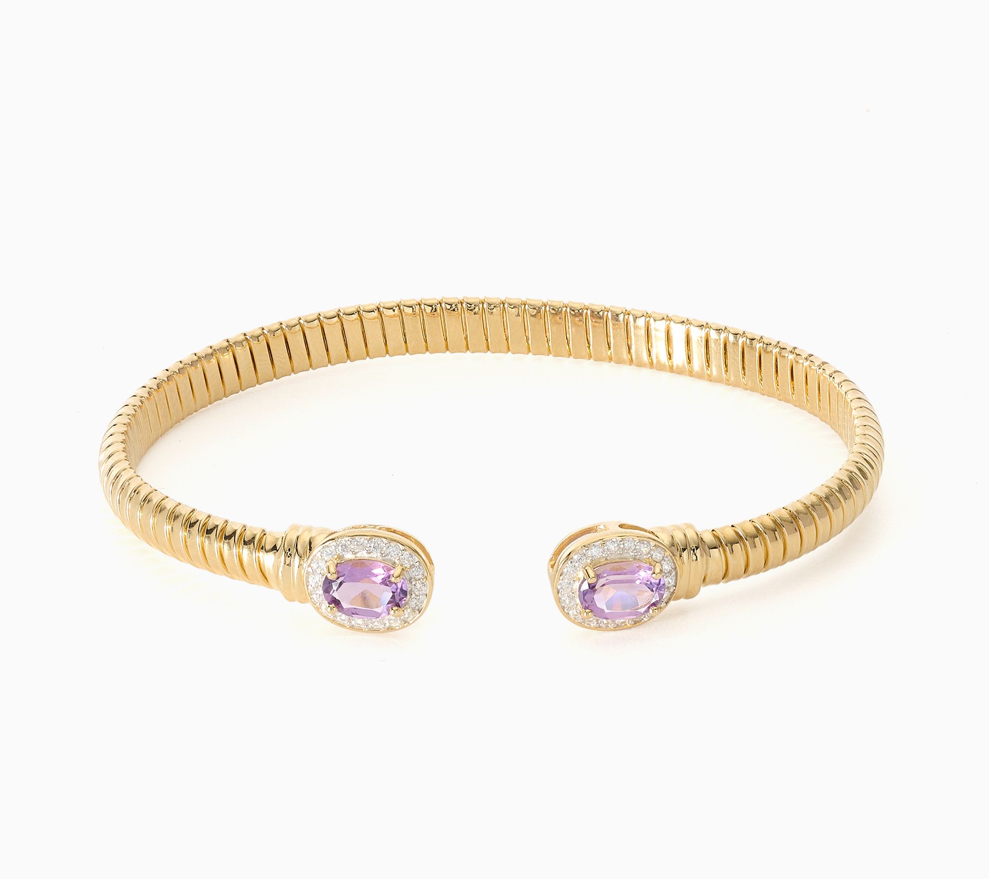Affinity Gems Oval Amethyst Center with White Zircon Bangle