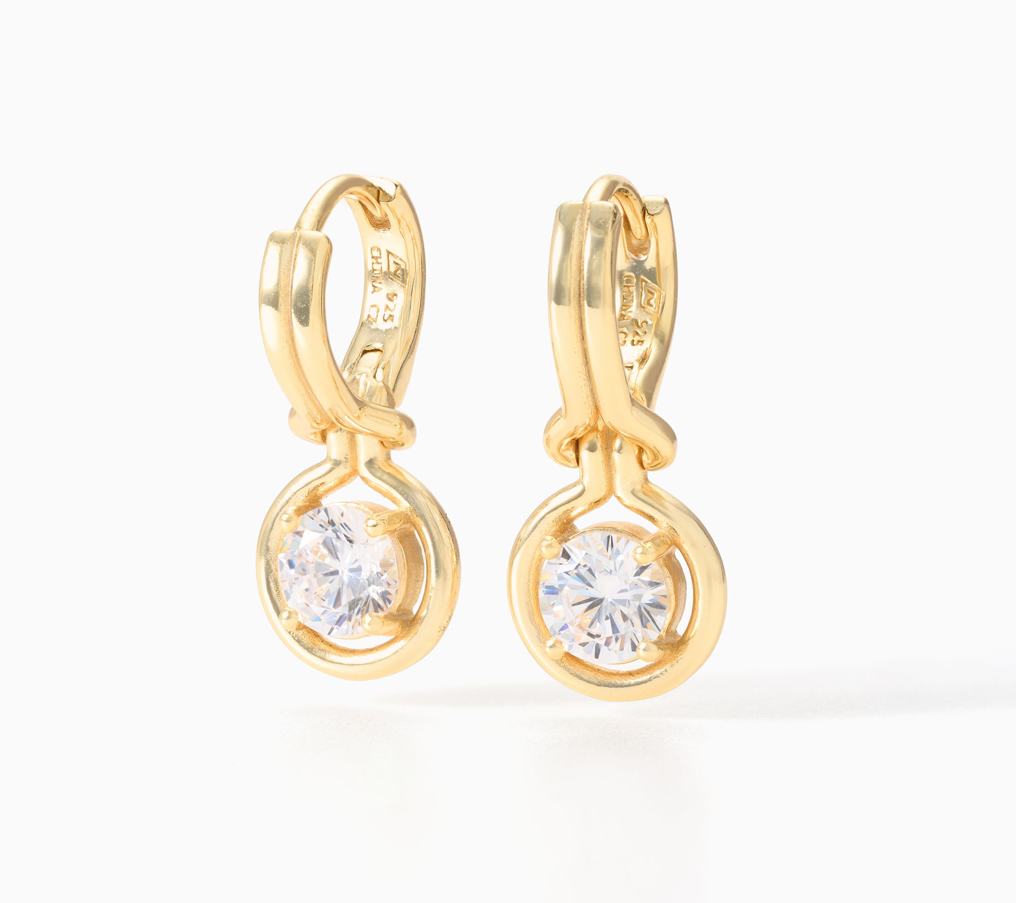 Diamonique Classics Looped Leverback Earrings, Sterl