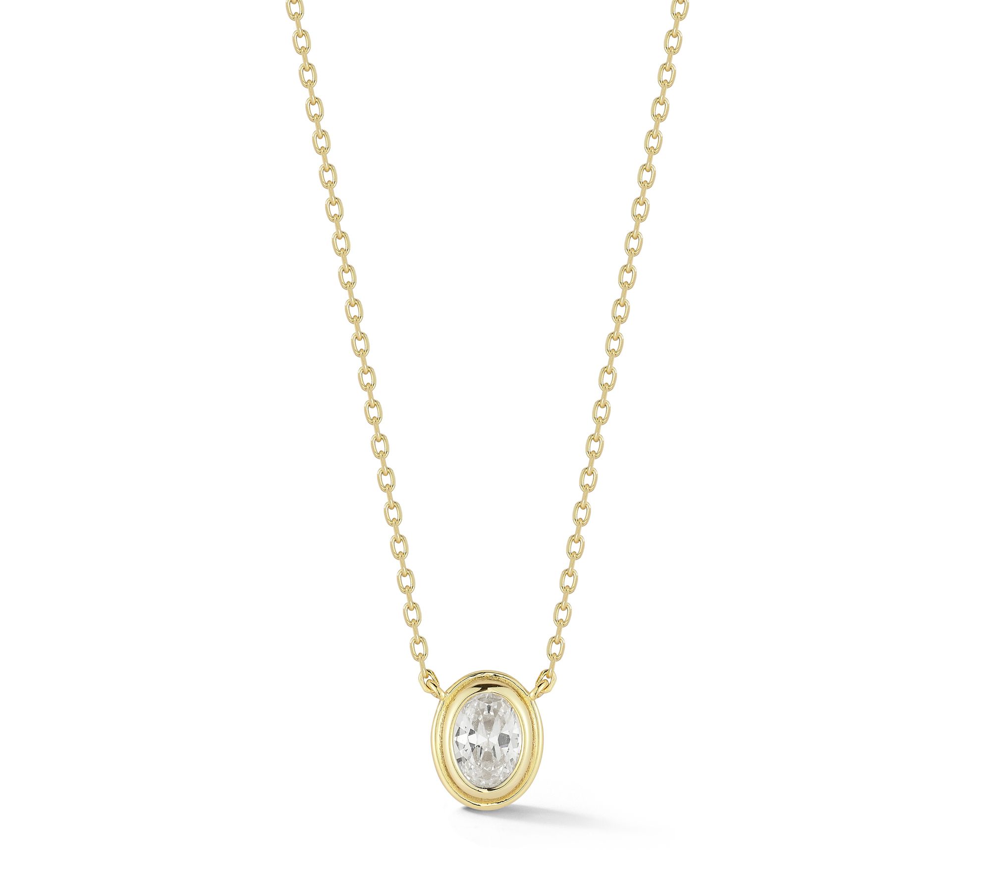 Sterlina Silver Oval Solitaire Pendant w/ Chain, Sterling