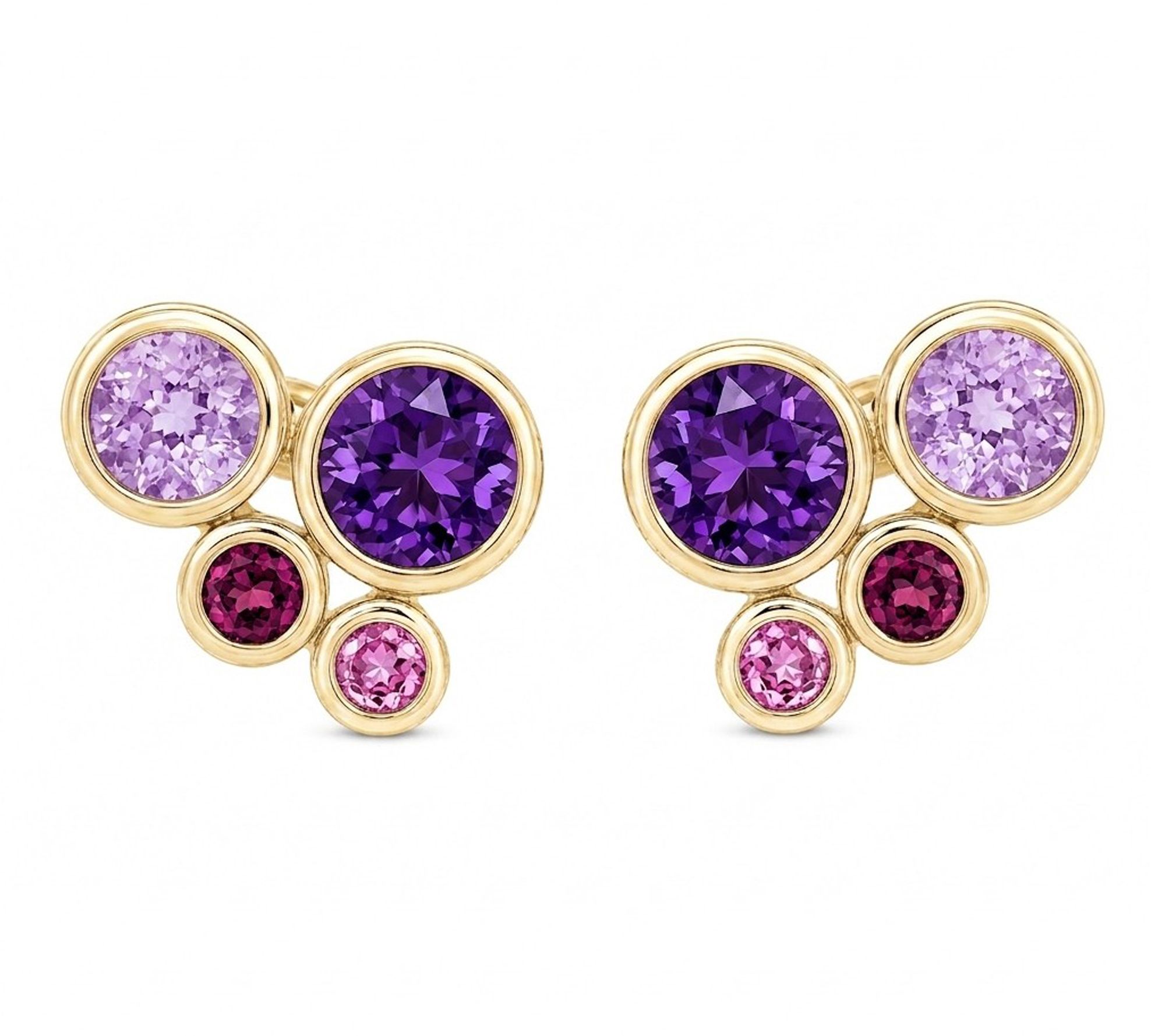 Ariva Silver 18K Clad Pink Gemstone Bubble Stud Earrings