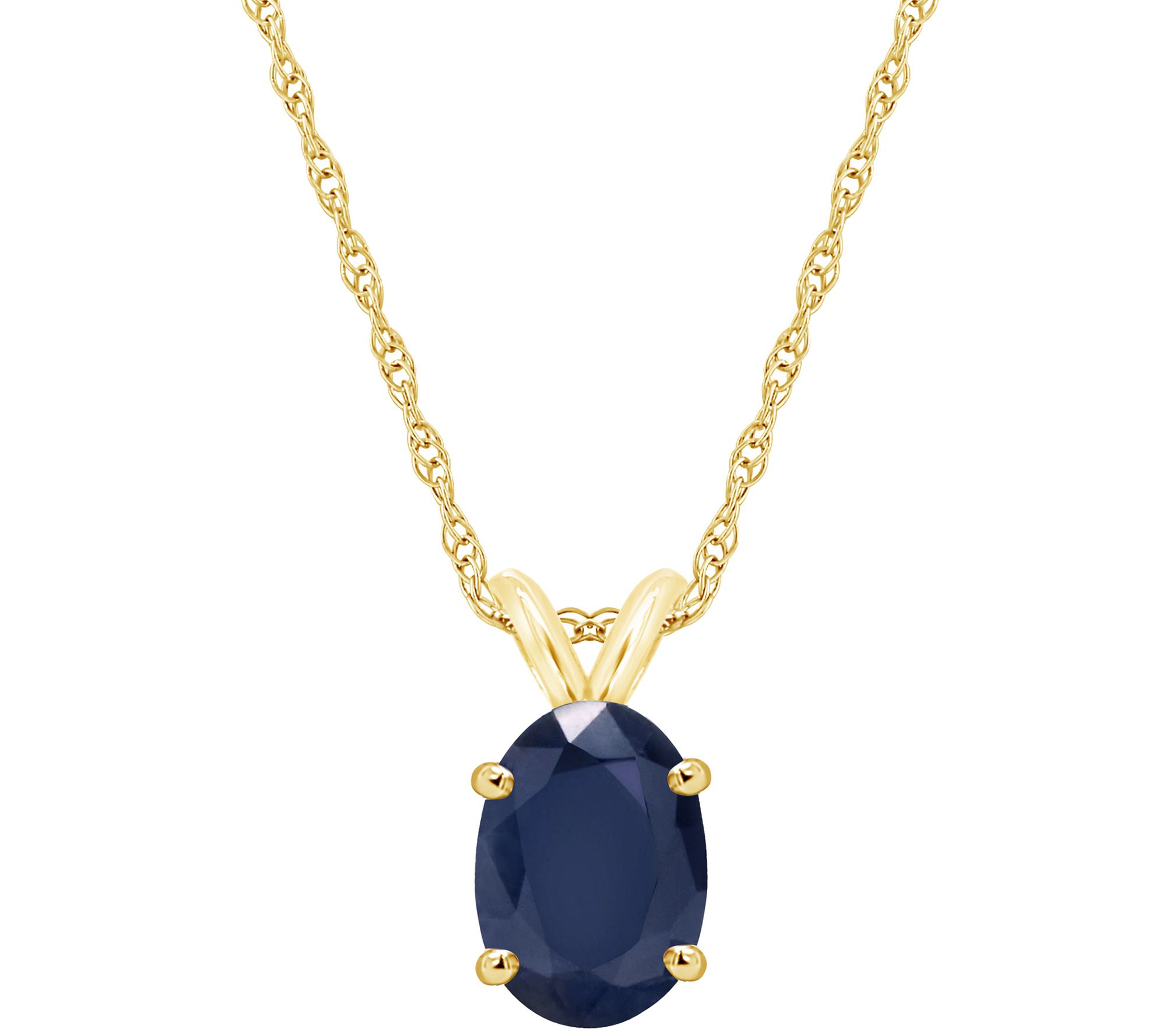 14K Oval Precious Gemstone Pendant w/ Chain