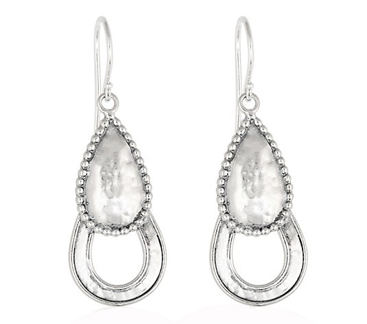 Or Paz Sterling Silver Hammered Double Tear drop Earrings