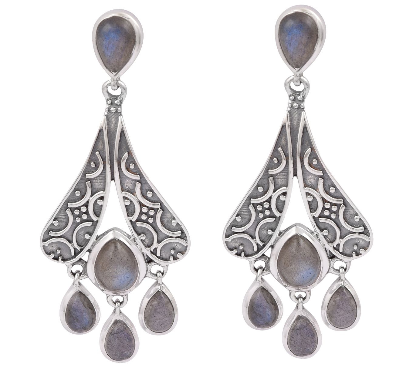 Artisan Crafted Sterling Silver Labradorite Pear Drop Earring