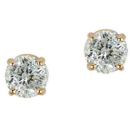 Diamonique 0.75 ct tw 100-Facet Stud Earrings,14K Gold