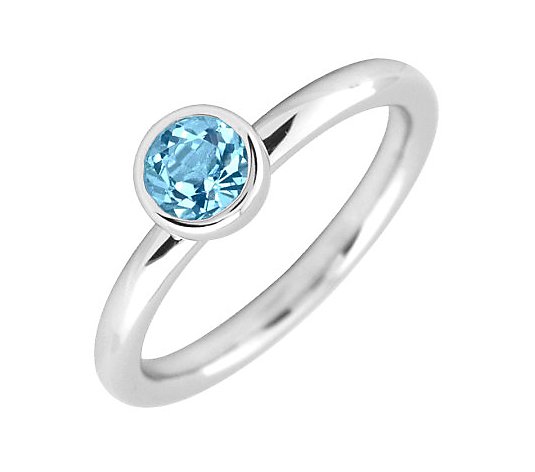 Simply Stacks Sterling 5mm Round Blue Topaz Solitaire Ring