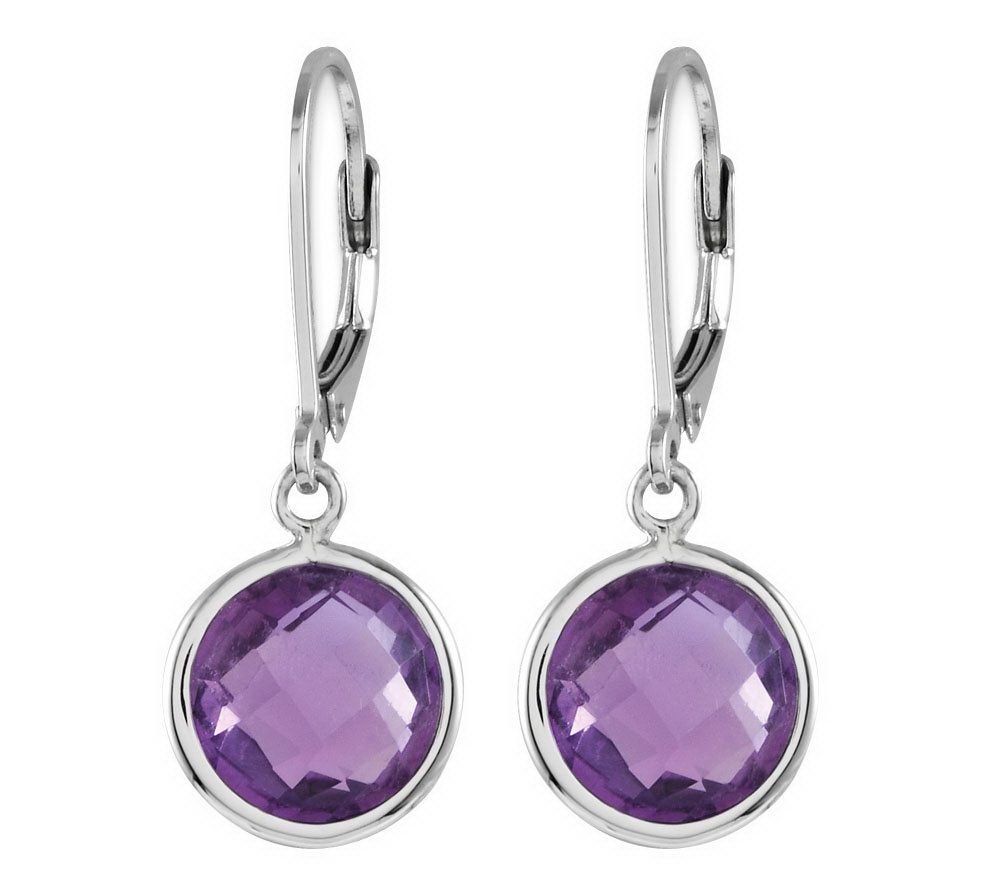 Sterling Faceted Round Gemstone Lever Back Earrings - QVC.com