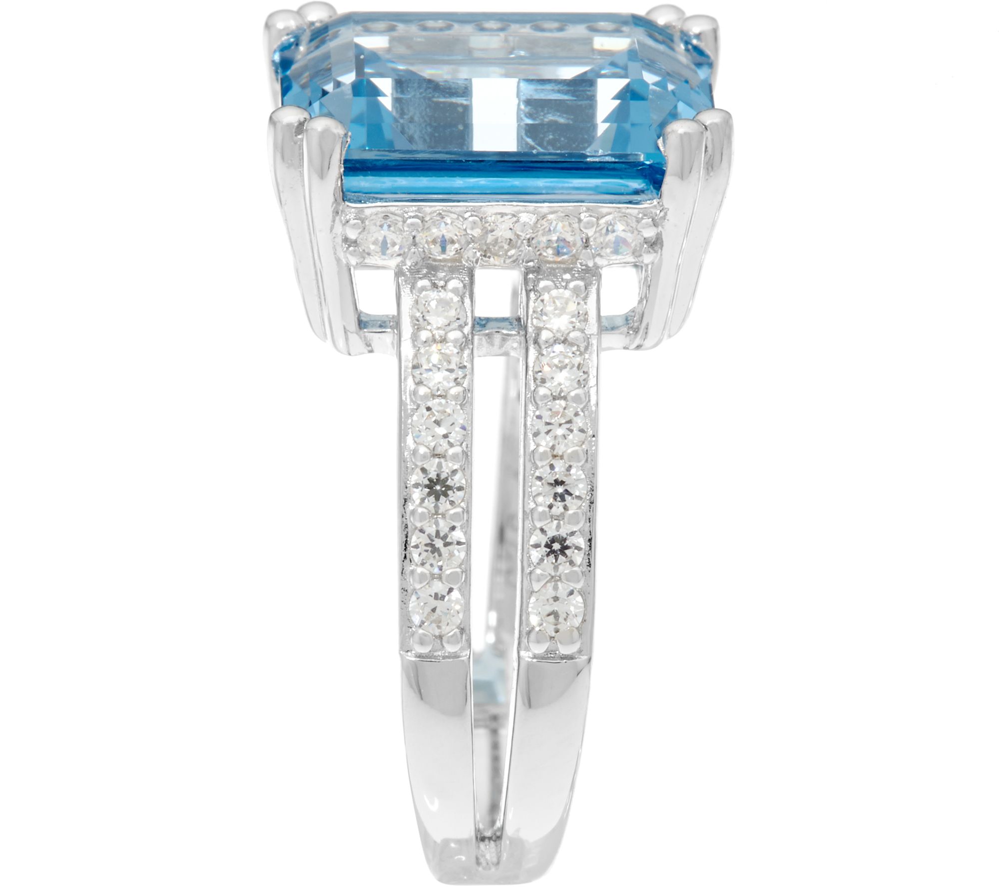 Diamonique & Emerald Cut Color Ring, Sterling - QVC.com