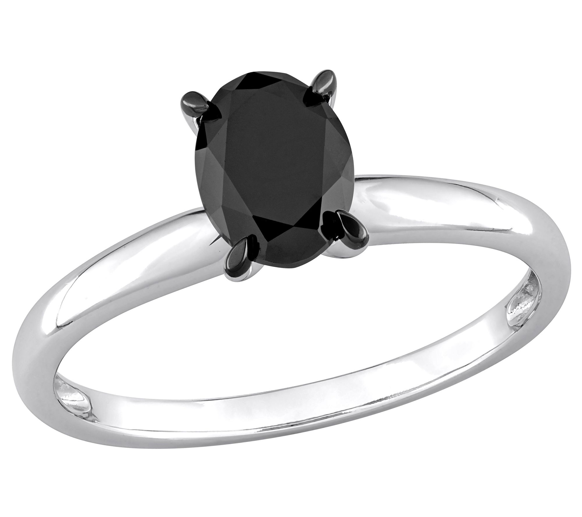 Affinity 1.00 cttw Oval Cut Black Diamond Ring, 14K White Gold