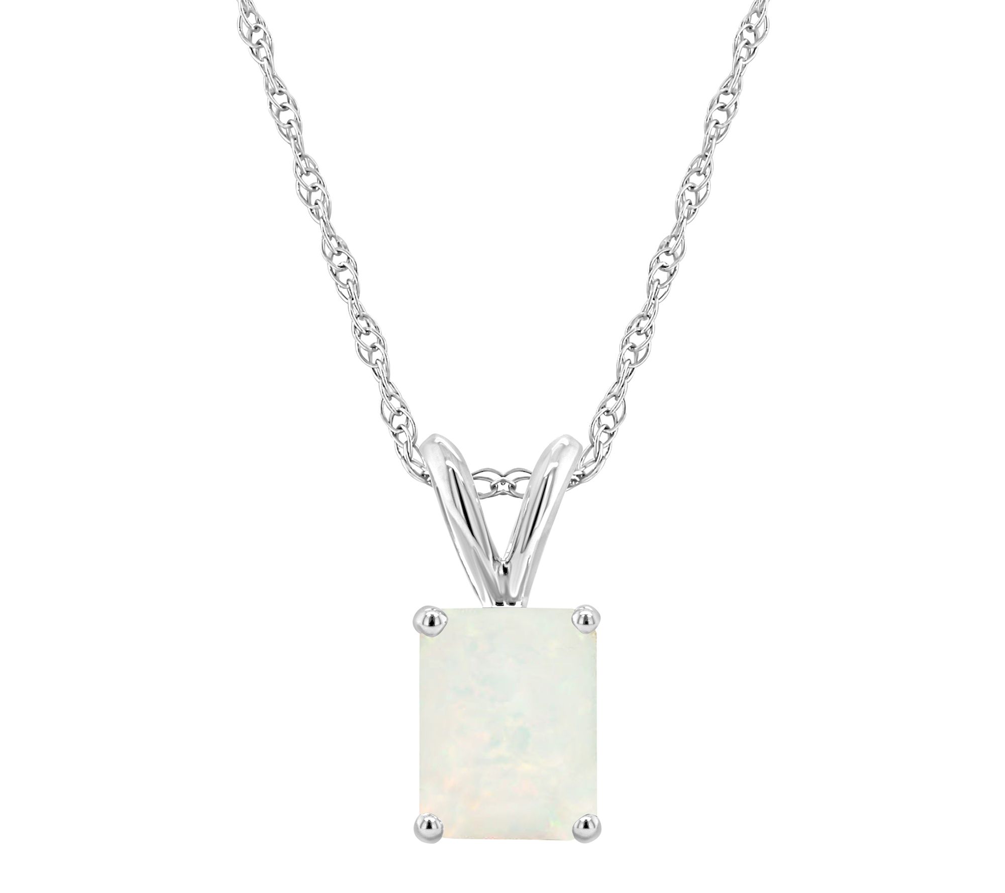 14K Gold Emerald-Cut 0.70 cttw Opal Pendant w/ Chain