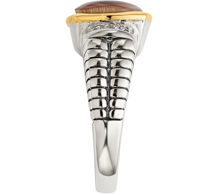Sterling & 14K Mother-of-Pearl & Diamond Ring - QVC.com
