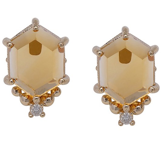 Judith Classic 14K 3.50 cttw Citrine & DiamondStud Earrings