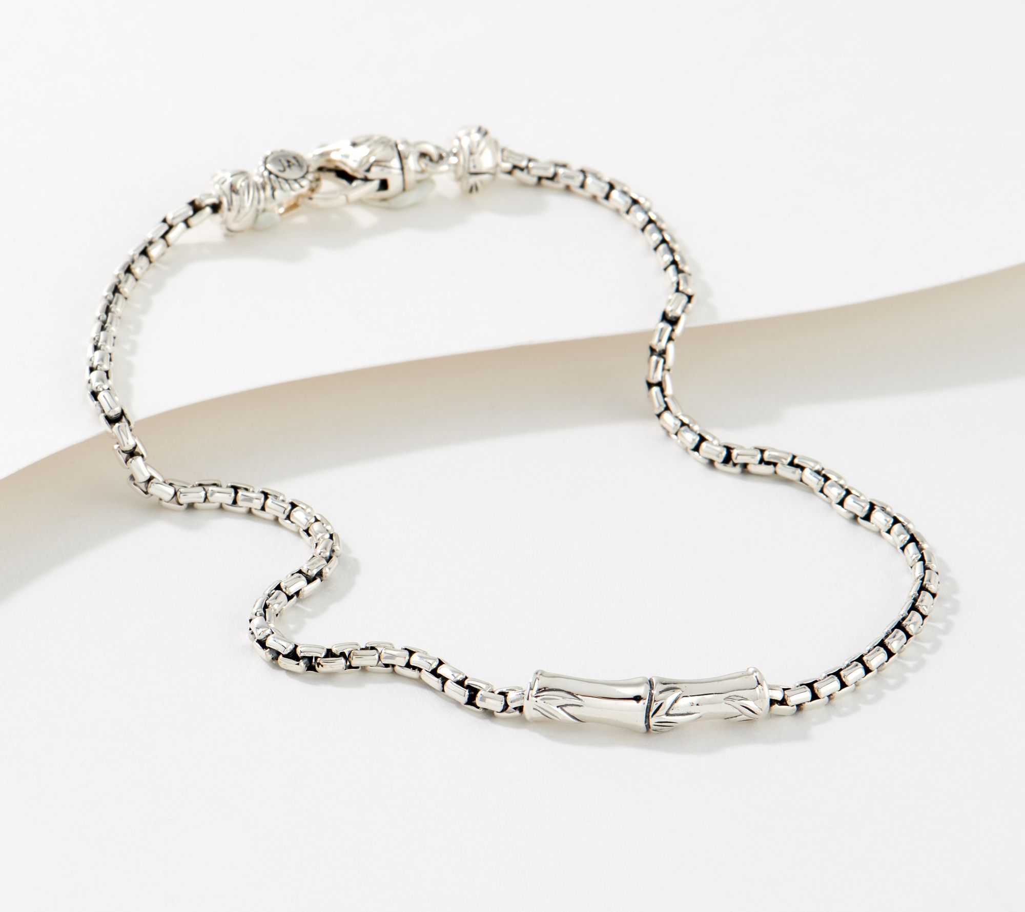 JAI Sterling Silver Bamboo Box Chain Anklet 