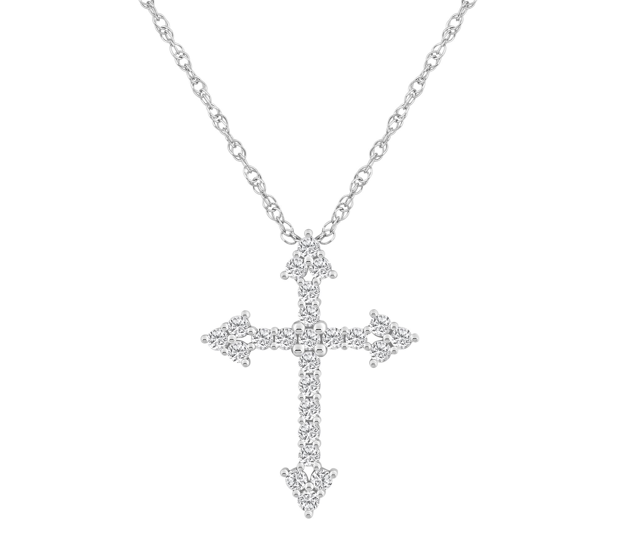 Affinity 0.50 cttw Diamond Pointed Cross Pendanw/ Chain, 14K