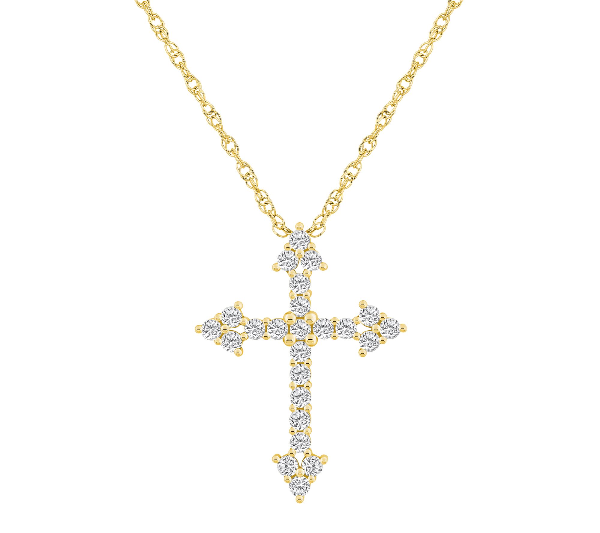 Affinity 0.50 cttw Diamond Pointed Cross Pendanw/ Chain, 14K