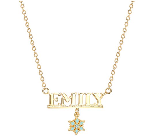 Disney Frozen Personalized Necklace, 14K Gold P lated