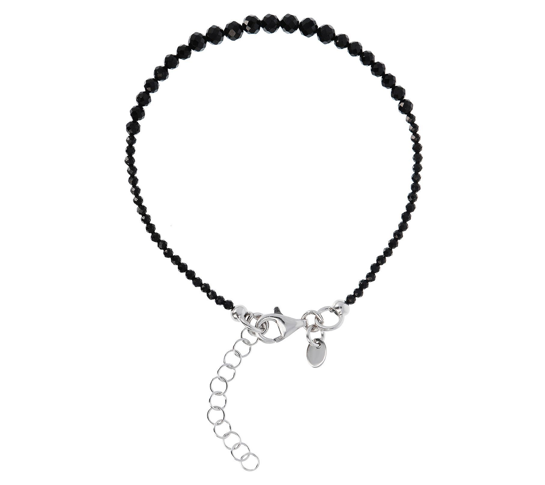Mistero Sterling Silver Black Spinel Bead Brace let