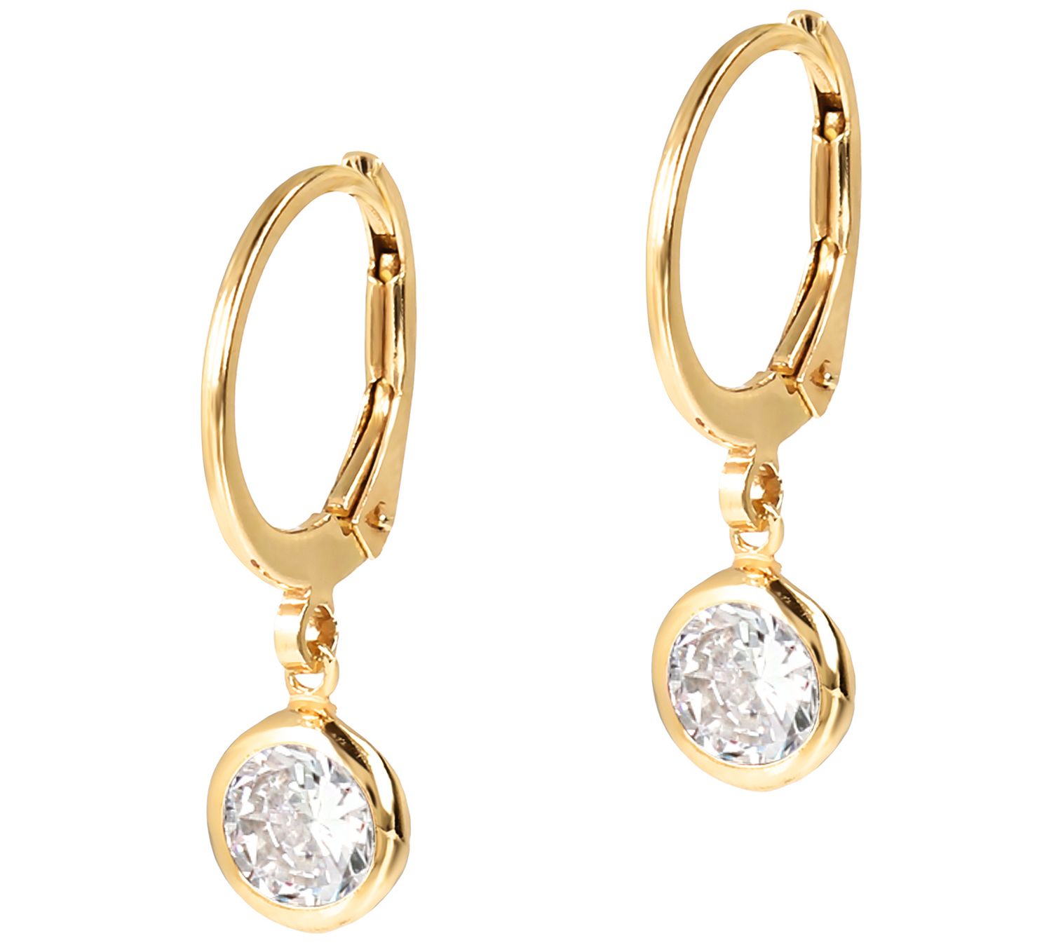 Diamonique 1.70 cttw Lever Back Earrings, 14K G old Clad