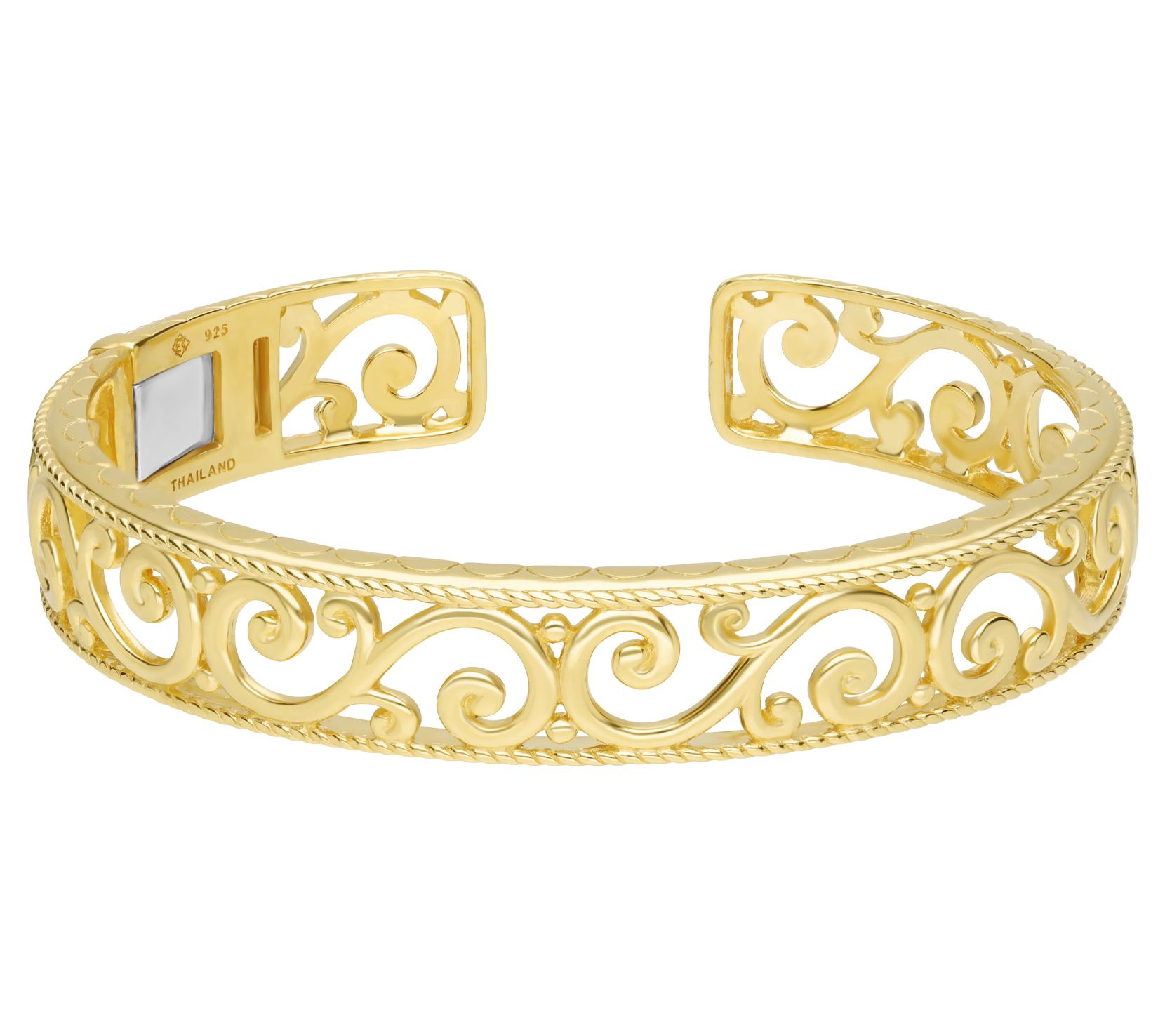 Elyse Ryan 14K Gold Clad Scroll Work Hinged Cuff