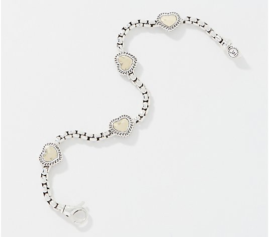 JAI Sterling Silver Symbols 3.7mm Box Chain Bracelet