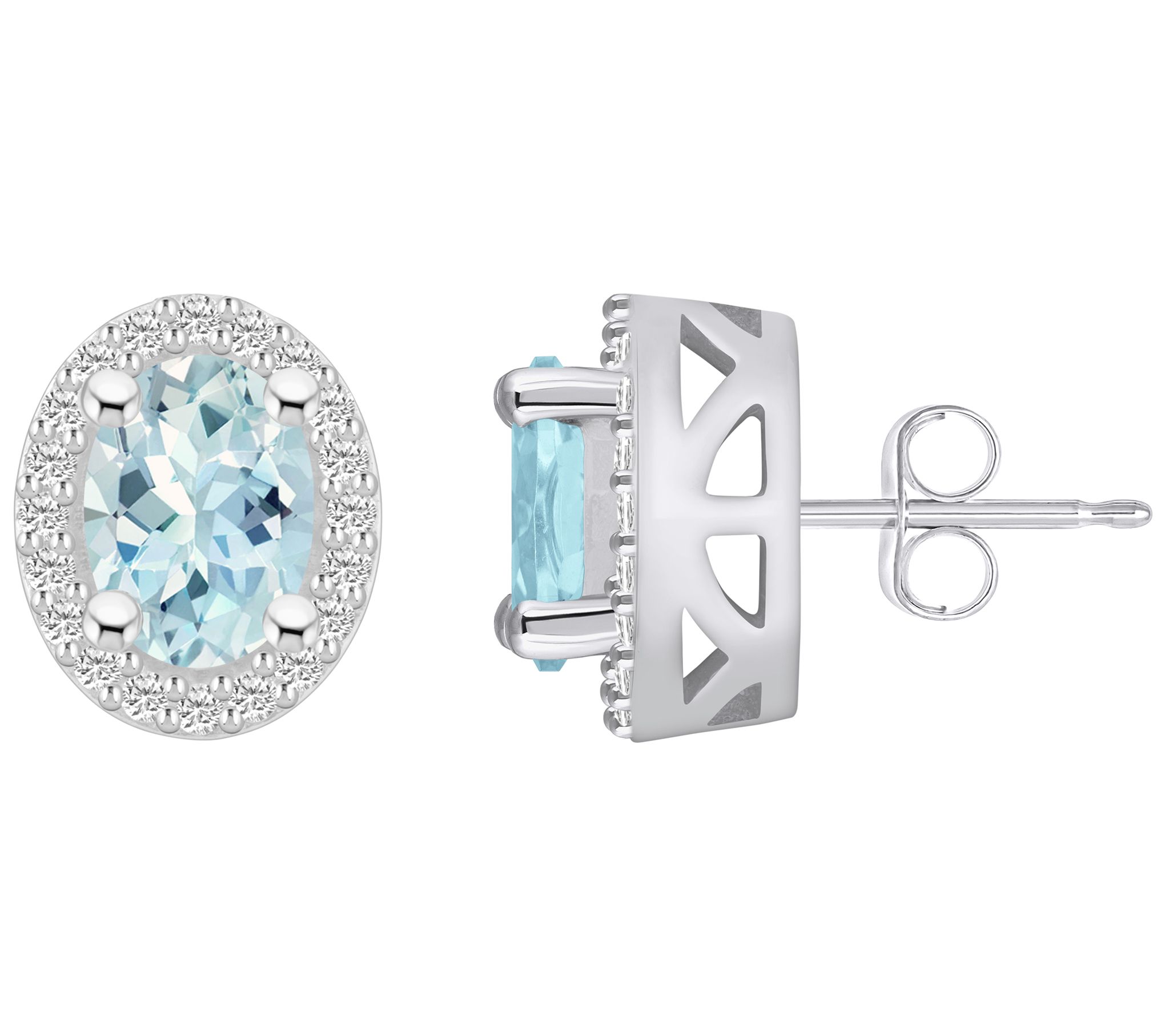 Affinity Gems 14K 2.30 cttw Aquamarine 0.40 cttw Diamond Studs