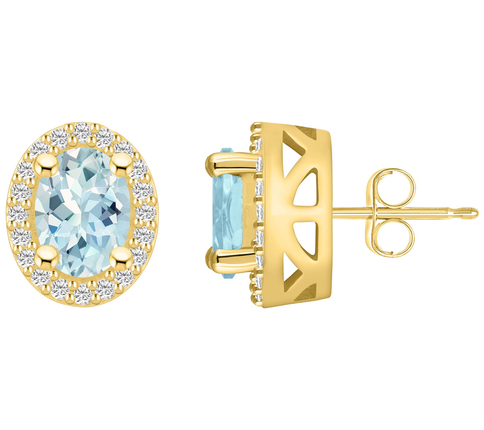 Affinity Gems 14K 2.30 cttw Aquamarine 0.40 cttw Diamond Studs