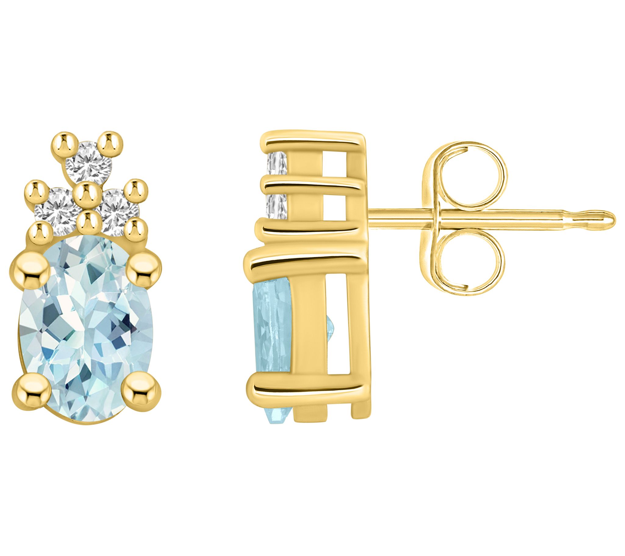 Affinity Gems Aquamarine& Diamond Accent Earrings, 14K Gold